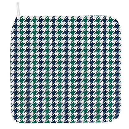 Blue Green And White Houndstooth Print Hand Towel