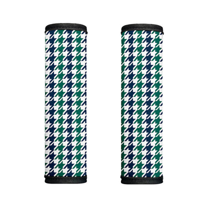 Blue Green And White Houndstooth Print Handle Covers