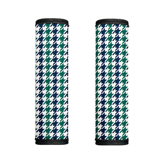 Blue Green And White Houndstooth Print Handle Covers