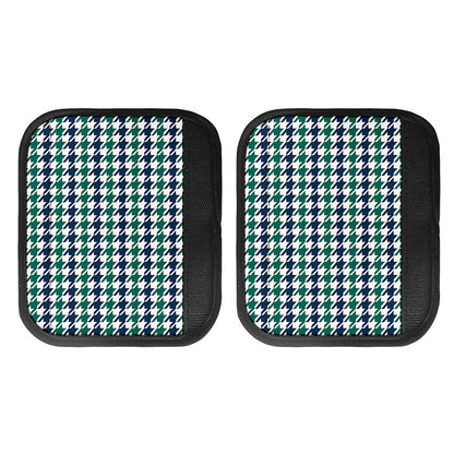 Blue Green And White Houndstooth Print Handle Covers