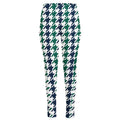 Blue Green And White Houndstooth Print High-Waisted Pocket Leggings