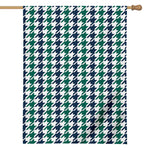 Blue Green And White Houndstooth Print House Flag
