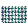 Blue Green And White Houndstooth Print Indoor Door Mat