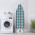 Blue Green And White Houndstooth Print Ironing Board Cover