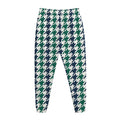 Blue Green And White Houndstooth Print Jogger Pants