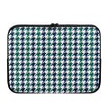 Blue Green And White Houndstooth Print Laptop Sleeve