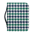 Blue Green And White Houndstooth Print Leather Bible Cover