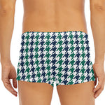 Blue Green And White Houndstooth Print Men's Short Boxer Briefs
