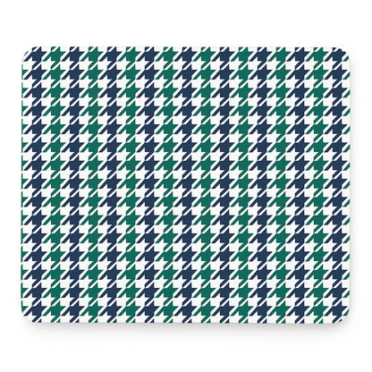 Blue Green And White Houndstooth Print Mouse Pad