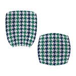 Blue Green And White Houndstooth Print Office Chair Cover