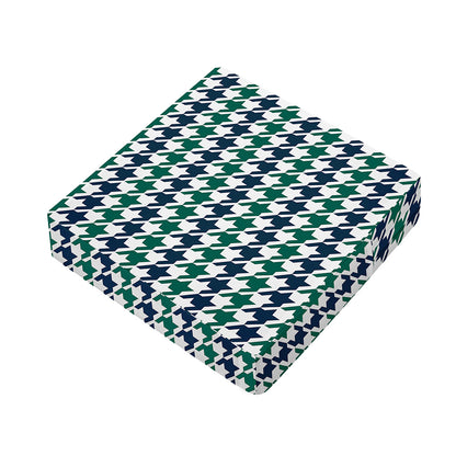 Blue Green And White Houndstooth Print Outdoor Seat Cushion Cover