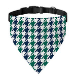 Blue Green And White Houndstooth Print Over The Collar Dog Bandana