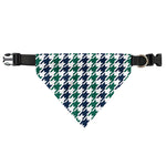 Blue Green And White Houndstooth Print Over The Collar Dog Bandana