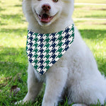 Blue Green And White Houndstooth Print Over The Collar Dog Bandana