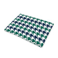 Blue Green And White Houndstooth Print Pet Cooling Mat Cover