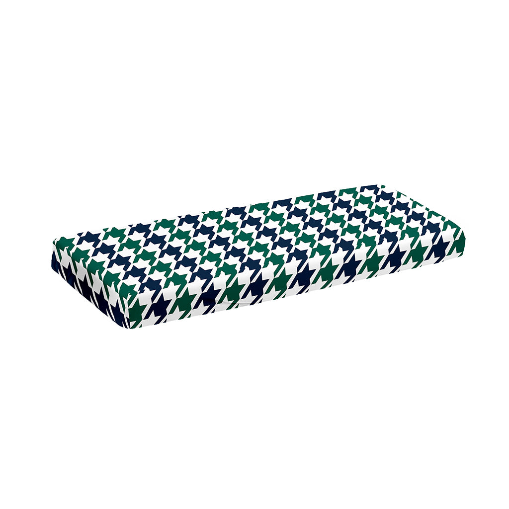 Blue Green And White Houndstooth Print Piano Keyboard Cover