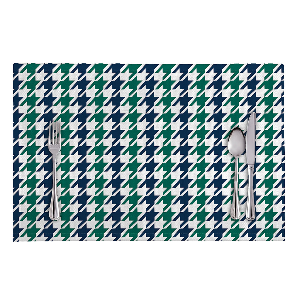 Blue Green And White Houndstooth Print Placemat