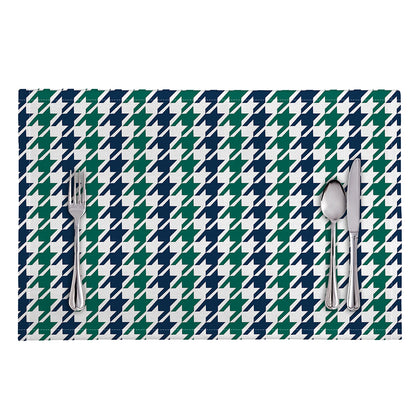 Blue Green And White Houndstooth Print Placemat