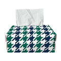 Blue Green And White Houndstooth Print Rectangle Tissue Box Cover