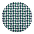 Blue Green And White Houndstooth Print Round Blanket
