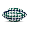 Blue Green And White Houndstooth Print Rugby Ball