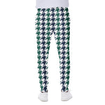 Blue Green And White Houndstooth Print Scuba Joggers