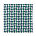 Blue Green And White Houndstooth Print Silk Bandana