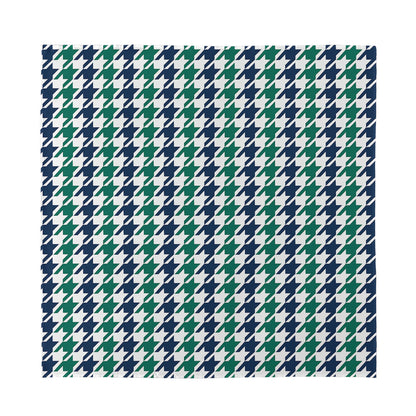 Blue Green And White Houndstooth Print Silk Bandana
