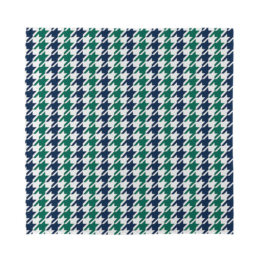 Blue Green And White Houndstooth Print Silk Bandana