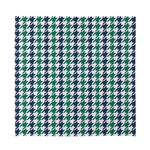 Blue Green And White Houndstooth Print Silk Bandana