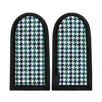 Blue Green And White Houndstooth Print Skillet Handle Cover