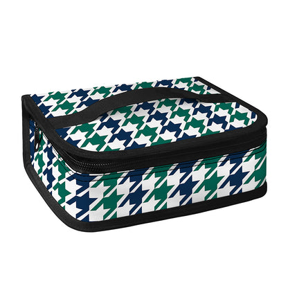 Blue Green And White Houndstooth Print Small Lunch Bag