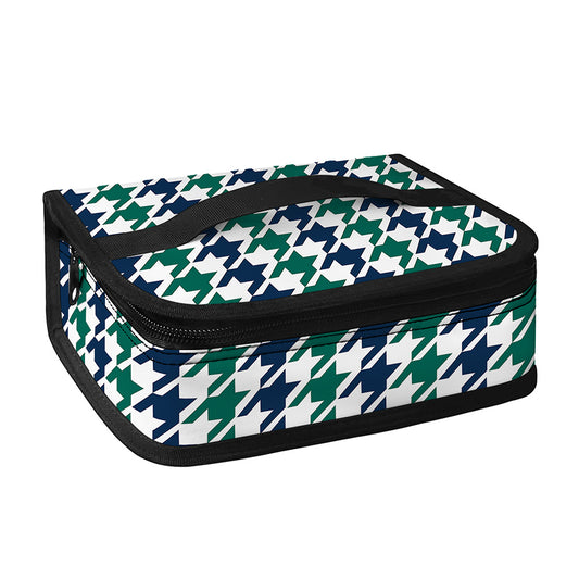 Blue Green And White Houndstooth Print Small Lunch Bag