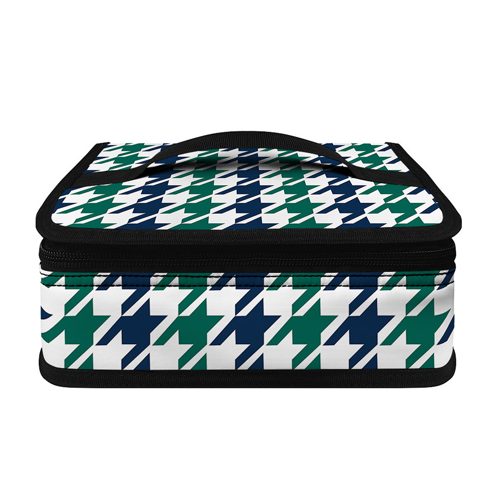 Blue Green And White Houndstooth Print Small Lunch Bag