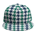Blue Green And White Houndstooth Print Snapback Cap
