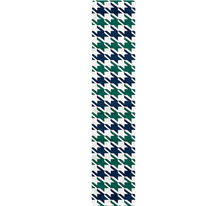 Blue Green And White Houndstooth Print Table Runner
