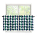 Blue Green And White Houndstooth Print Tier Curtains