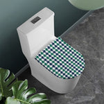 Blue Green And White Houndstooth Print Toilet Lid Cover