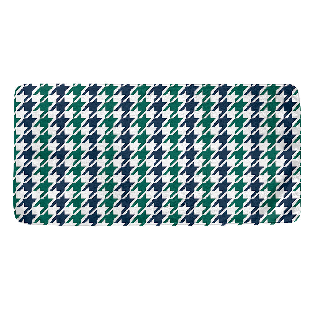 Blue Green And White Houndstooth Print Towel