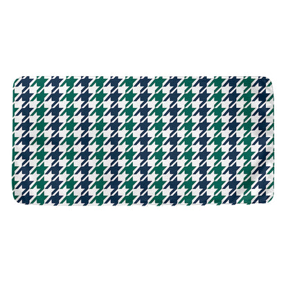Blue Green And White Houndstooth Print Towel