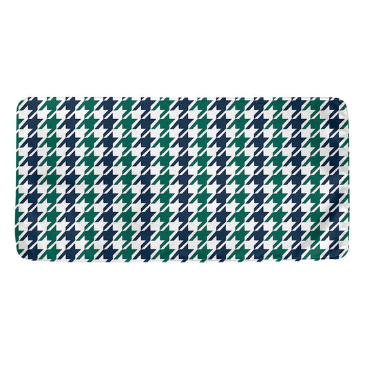 Blue Green And White Houndstooth Print Towel