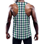 Blue Green And White Houndstooth Print Training Tank Top