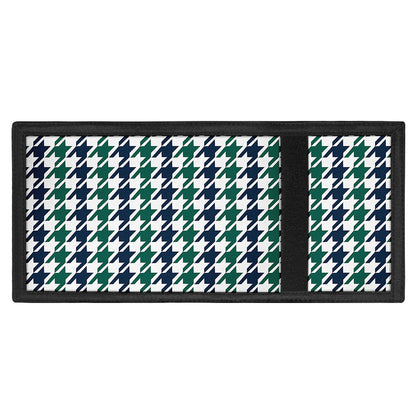 Blue Green And White Houndstooth Print Trifold Wallet