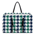 Blue Green And White Houndstooth Print Utility Tote Bag
