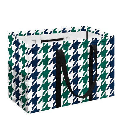 Blue Green And White Houndstooth Print Utility Tote Bag