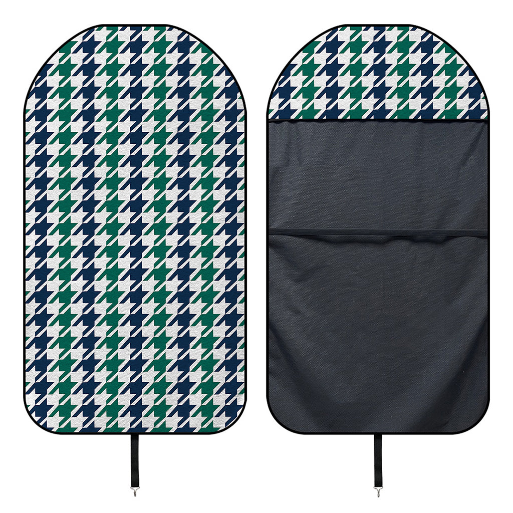 Blue Green And White Houndstooth Print Waterproof Car Seat Cover