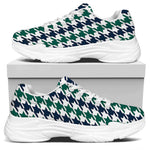 Blue Green And White Houndstooth Print White Chunky Shoes