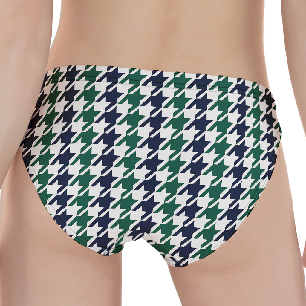 Blue Green And White Houndstooth Print Women's Panties