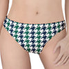 Blue Green And White Houndstooth Print Women's Thong