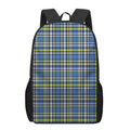 Blue Green And White Plaid Pattern Print 17 Inch Backpack